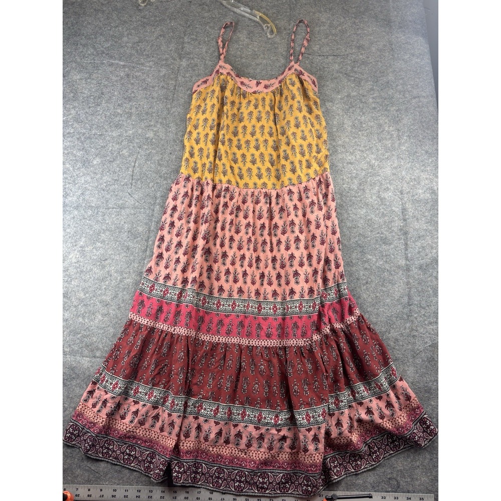 KNOX ROSE Women's XS SEE Flowy Maxi Dress Floral Sleeveless Sundress Bohemian